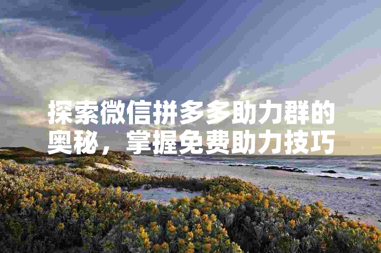 探索微信拼多多助力群的奥秘，掌握免费助力技巧，轻松享受优惠！