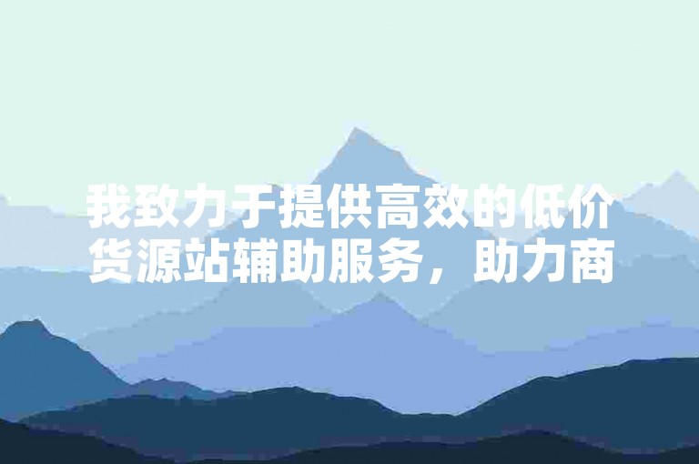 我致力于提供高效的低价货源站辅助服务，助力商家轻松获取优质商品。