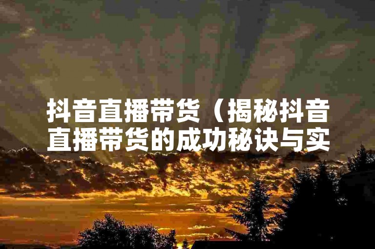 抖音直播带货（揭秘抖音直播带货的成功秘诀与实战经验）