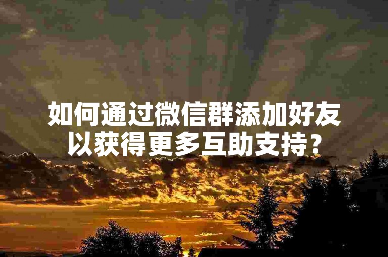 如何通过微信群添加好友以获得更多互助支持？