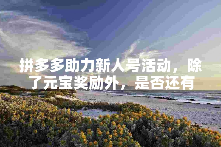 拼多多助力新人号活动,除了元宝奖励外,是否还有其他隐藏福利呢?
