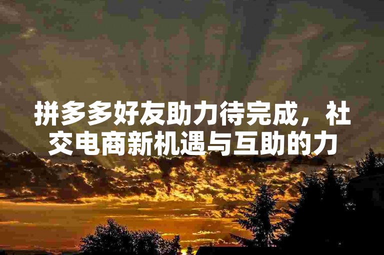 拼多多好友助力待完成，社交电商新机遇与互助的力量。