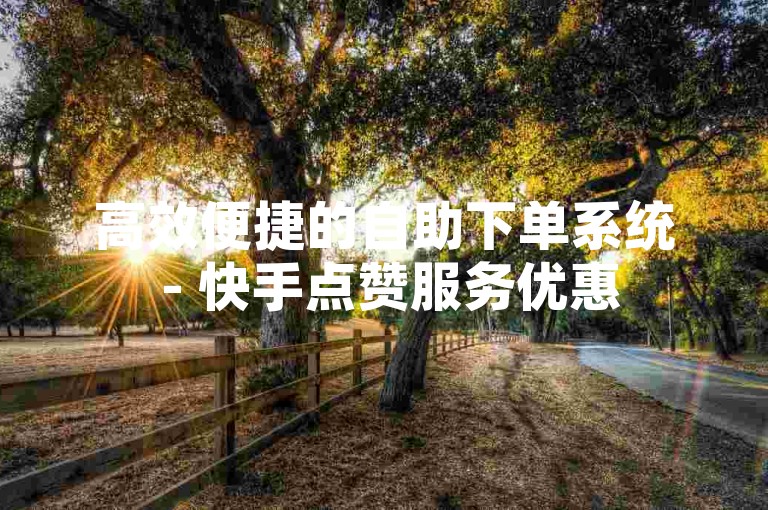 高效便捷的自助下单系统 - 快手点赞服务优惠