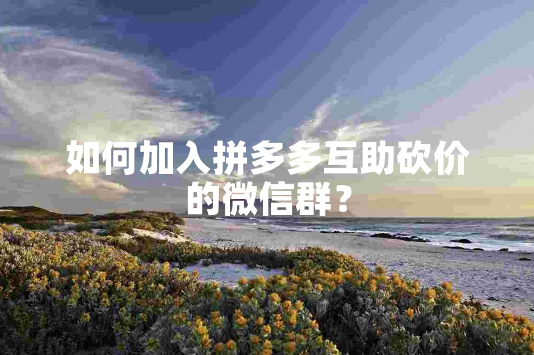 如何加入拼多多互助砍价的微信群？