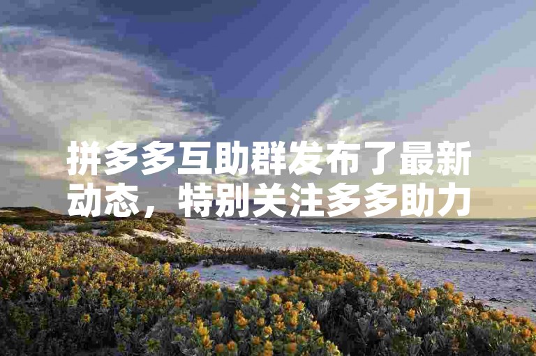 拼多多互助群发布了最新动态，特别关注多多助力新人的活动进展。