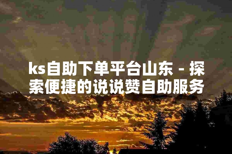 ks自助下单平台山东 - 探索便捷的说说赞自助服务，享受优惠价格。