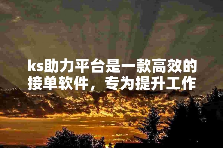 ks助力平台是一款高效的接单软件，专为提升工作效率而设计。