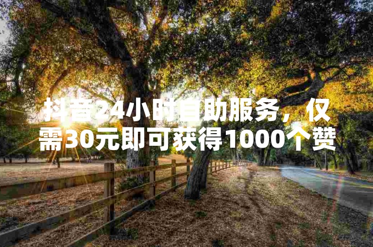 抖音24小时自助服务，仅需30元即可获得1000个赞（或30元购买30个悬赏赞）。