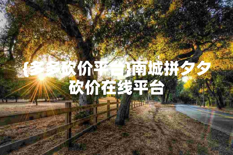 {多多砍价平台}南城拼夕夕砍价在线平台