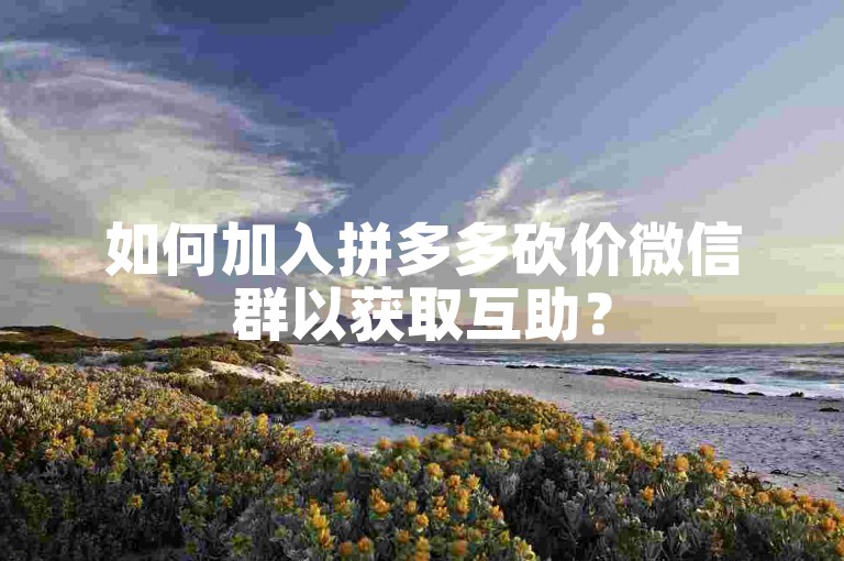如何加入拼多多砍价微信群以获取互助？