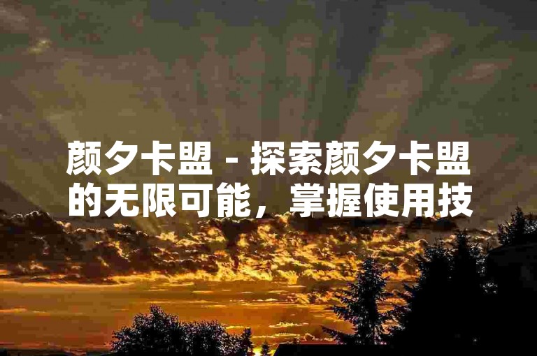 颜夕卡盟 - 探索颜夕卡盟的无限可能，掌握使用技巧！
