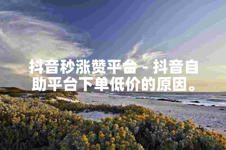 抖音秒涨赞平台 - 抖音自助平台下单低价的原因。