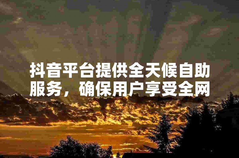 抖音平台提供全天候自助服务，确保用户享受全网最优惠的业务价格。
