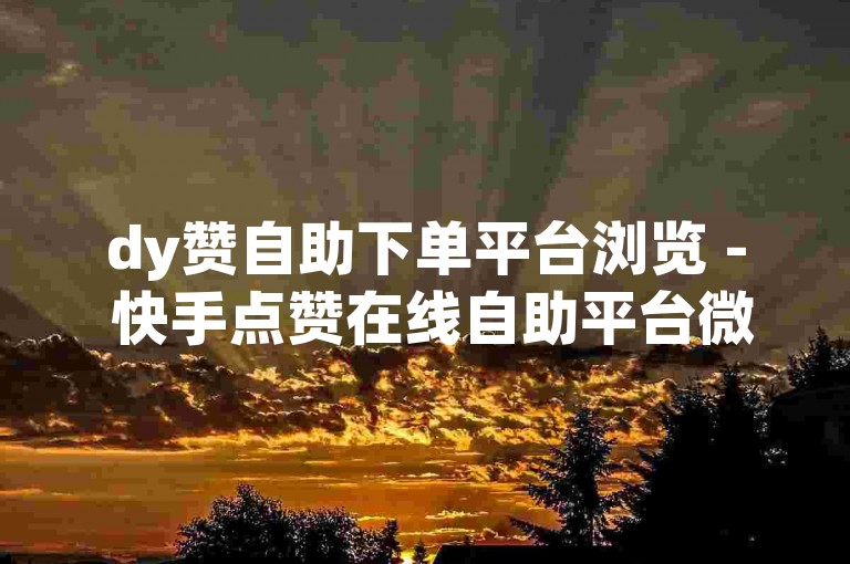 dy赞自助下单平台浏览 - 快手点赞在线自助平台微信