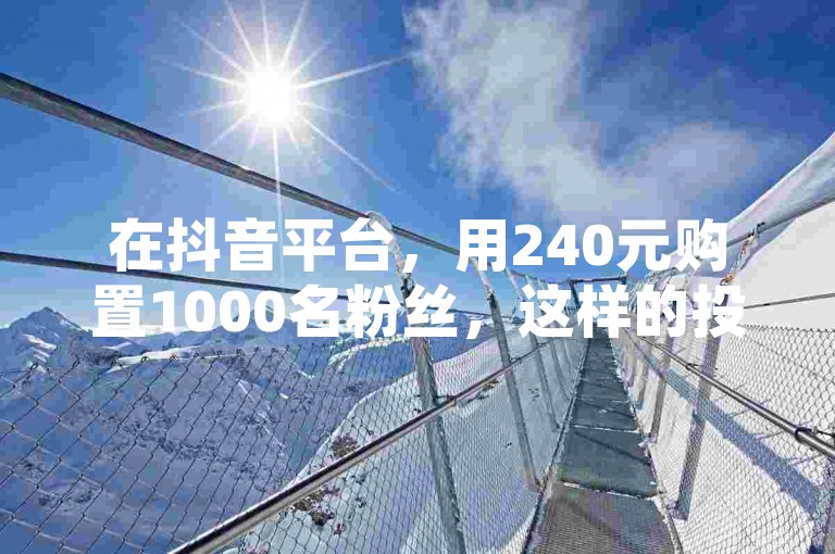 在抖音平台，用240元购置1000名粉丝，这样的投入是否划算呢？