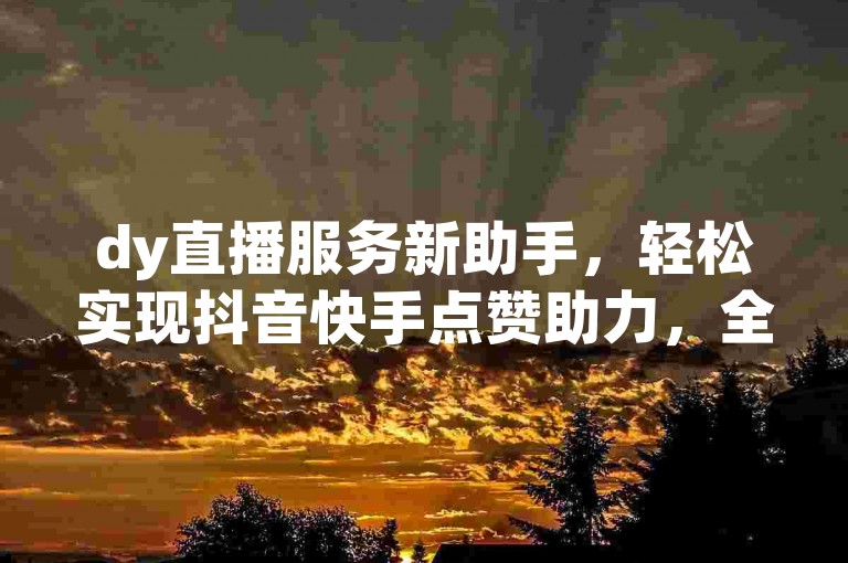 dy直播服务新助手，轻松实现抖音快手点赞助力，全天候自助下单，仅需1毛钱即可获得1000赞！