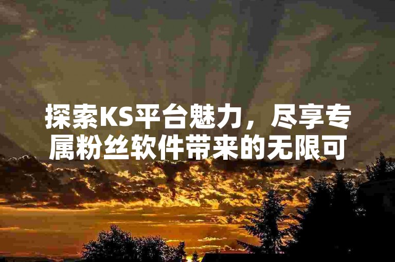 探索KS平台魅力，尽享专属粉丝软件带来的无限可能。