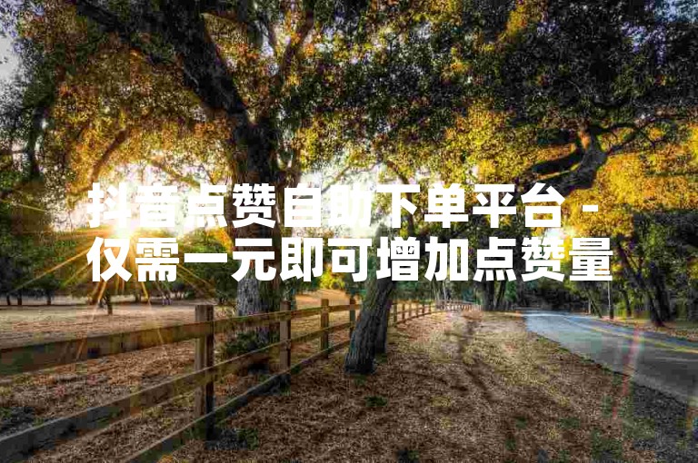 抖音点赞自助下单平台 - 仅需一元即可增加点赞量。