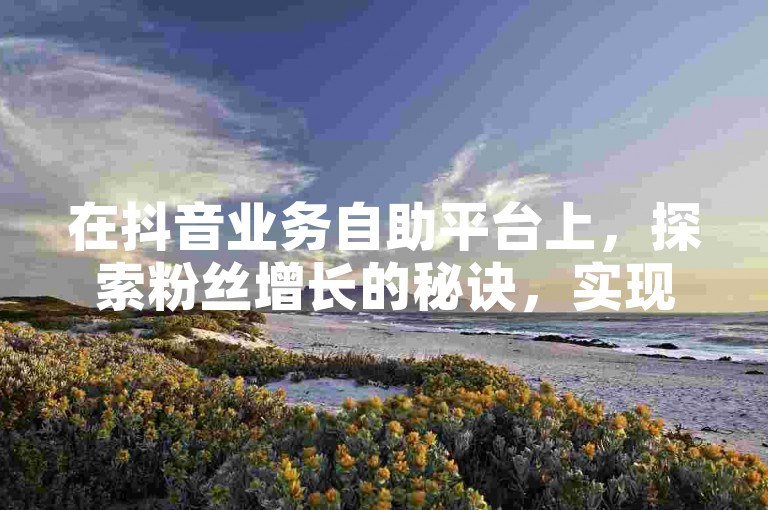 在抖音业务自助平台上，探索粉丝增长的秘诀，实现账号价值的飞跃。