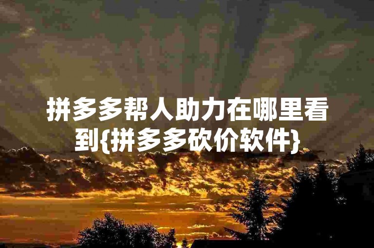 拼多多帮人助力在哪里看到{拼多多砍价软件}