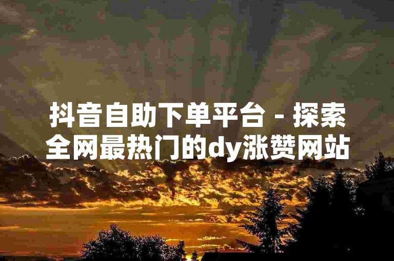 抖音自助下单平台 - 探索全网最热门的dy涨赞网站有哪些