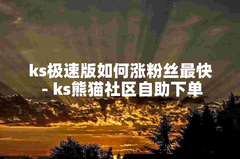 ks极速版如何涨粉丝最快 - ks熊猫社区自助下单
