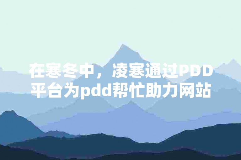 在寒冬中，凌寒通过PDD平台为pdd帮忙助力网站提供了宝贵的支持。
