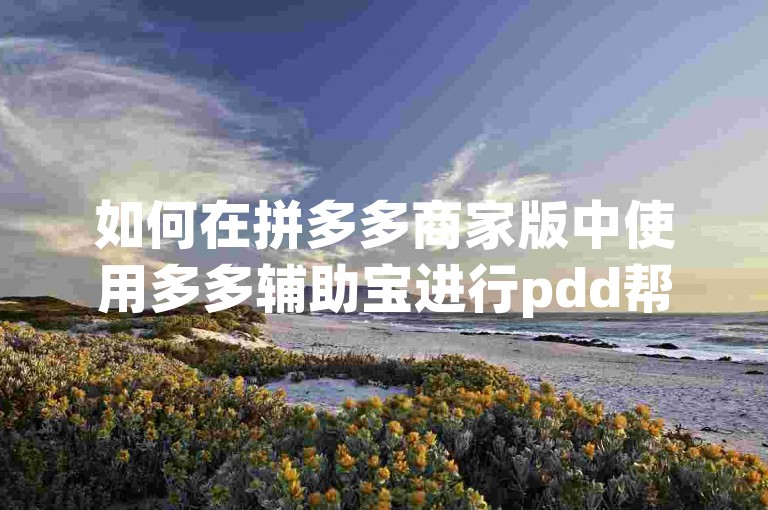 如何在拼多多商家版中使用多多辅助宝进行pdd帮点功能？