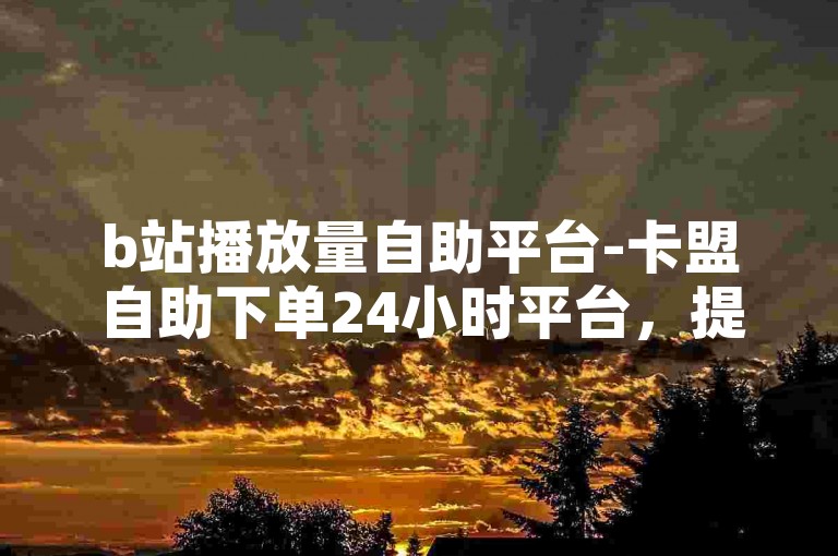 b站播放量自助平台-卡盟自助下单24小时平台，提供全天候的播放量增长服务。