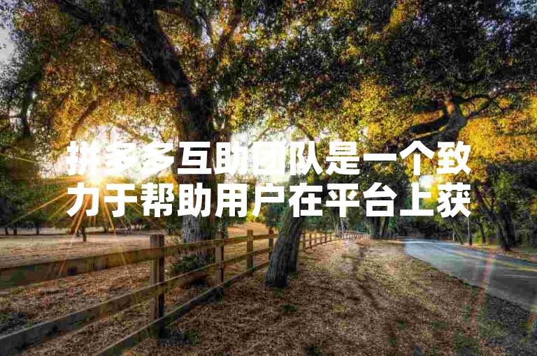 拼多多互助团队是一个致力于帮助用户在平台上获得更多优惠和福利的社群组织。
