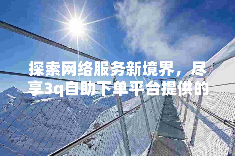 探索网络服务新境界，尽享3q自助下单平台提供的超值ks业务，让您的数字生活更加精彩。