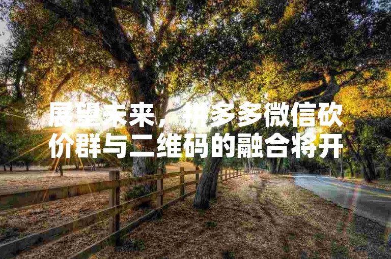 展望未来，拼多多微信砍价群与二维码的融合将开辟新的购物体验。