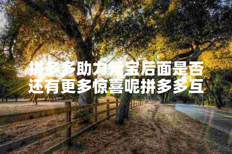 拼多多助力元宝后面是否还有更多惊喜呢拼多多互助平台？