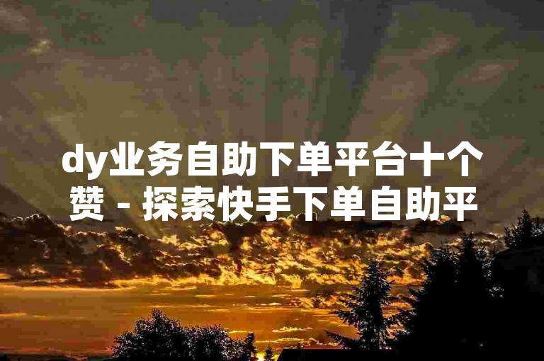 dy业务自助下单平台十个赞 - 探索快手下单自助平台的多样选择。