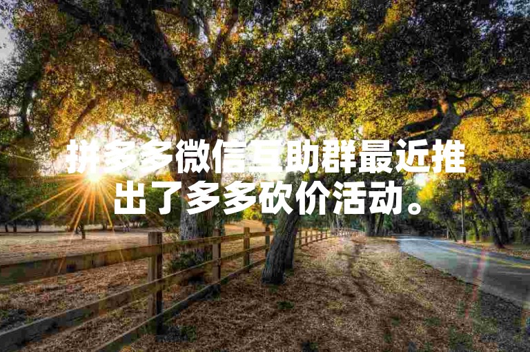 拼多多微信互助群最近推出了多多砍价活动。