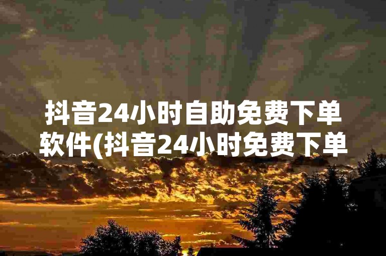 抖音24小时自助免费下单软件(抖音24小时免费下单服务)