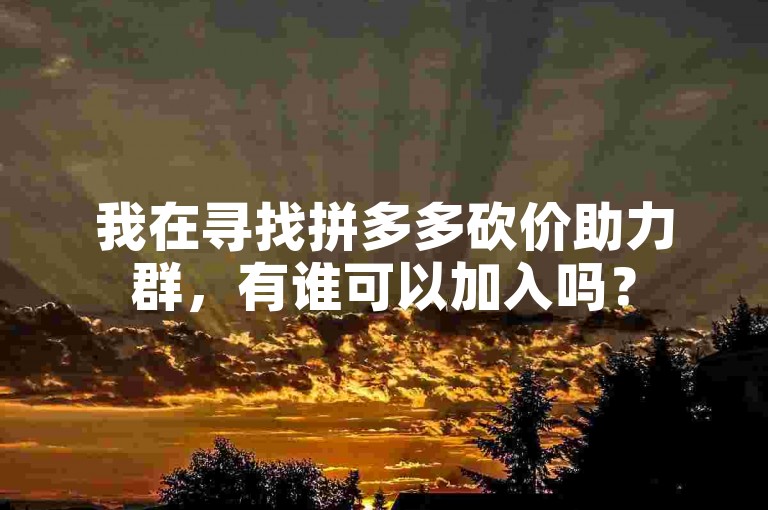 我在寻找拼多多砍价助力群，有谁可以加入吗？