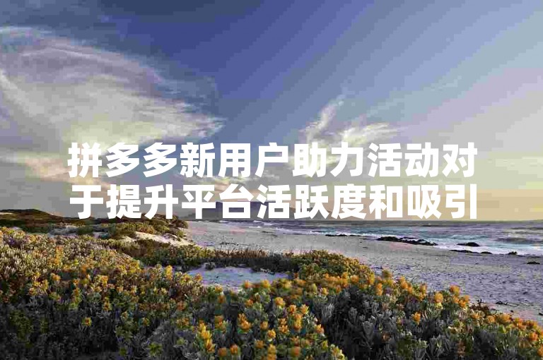 拼多多新用户助力活动对于提升平台活跃度和吸引新用户具有一定效果。