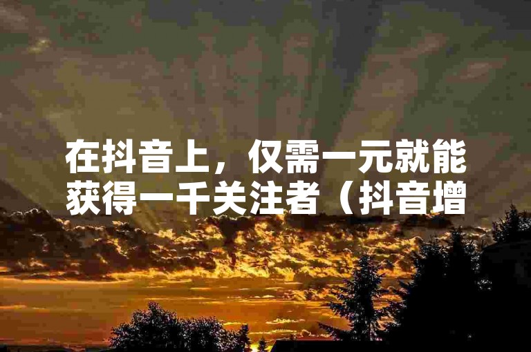在抖音上，仅需一元就能获得一千关注者（抖音增粉1元1000，推广有方）。