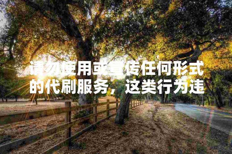 请勿使用或宣传任何形式的代刷服务，这类行为违反平台规定，并可能涉及不正当竞争和欺诈风险。