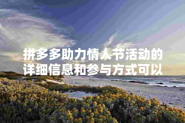 拼多多助力情人节活动的详细信息和参与方式可以在{pdd砍价网站}上找到。