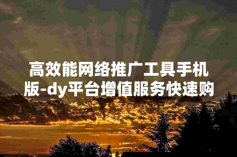 高效能网络推广工具手机版-dy平台增值服务快速购买软件