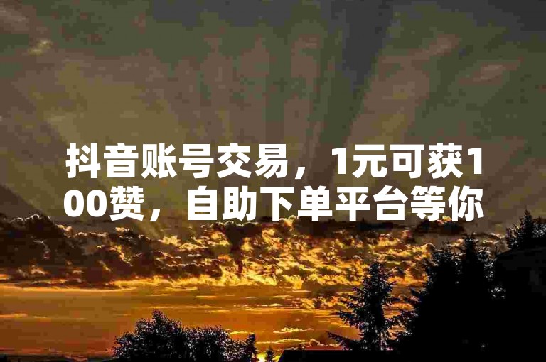 抖音账号交易，1元可获100赞，自助下单平台等你来。