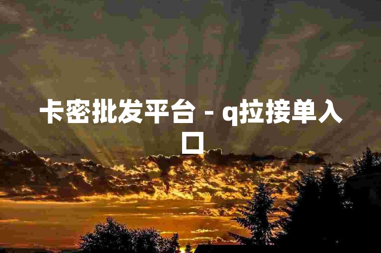 卡密批发平台 - q拉接单入口