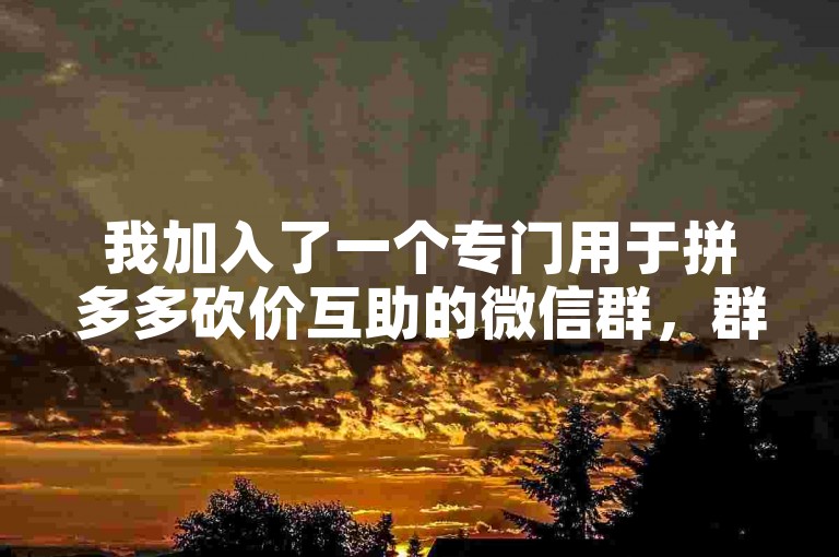 我加入了一个专门用于拼多多砍价互助的微信群，群名叫做拼多多助力新人号。