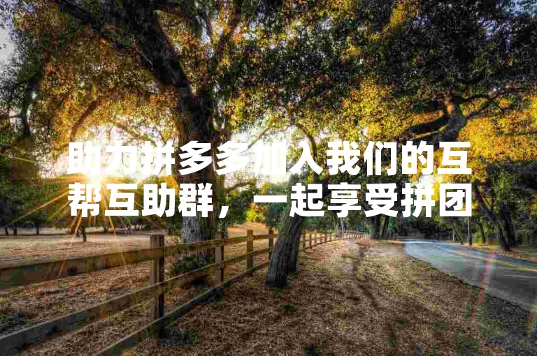 助力拼多多加入我们的互帮互助群，一起享受拼团乐趣！