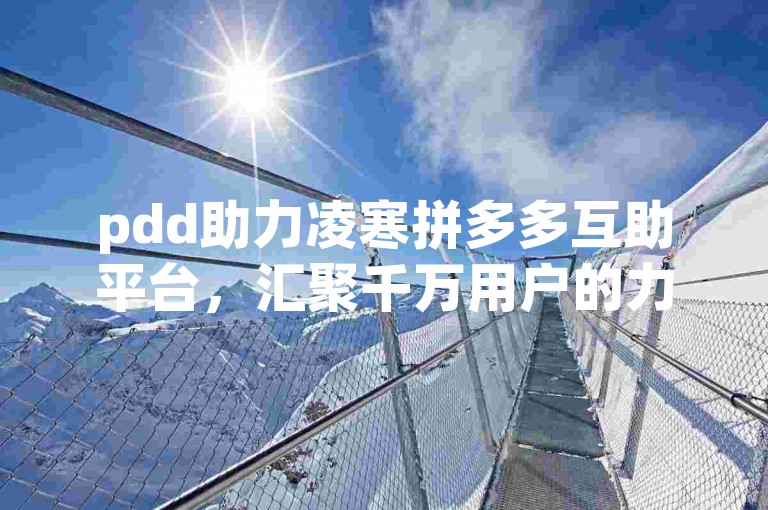 pdd助力凌寒拼多多互助平台，汇聚千万用户的力量，共同助力拼团活动，让购物更加实惠有趣。