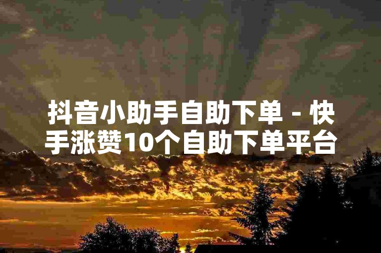 抖音小助手自助下单 - 快手涨赞10个自助下单平台，助你轻松提升作品热度。