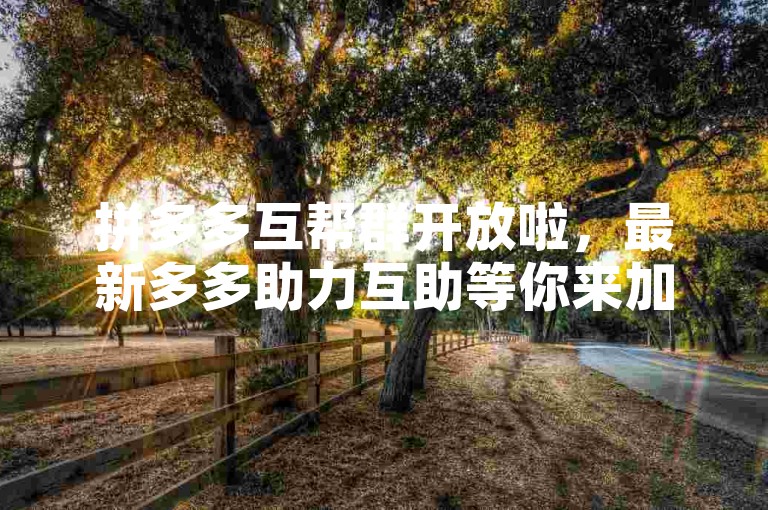 拼多多互帮群开放啦，最新多多助力互助等你来加入。