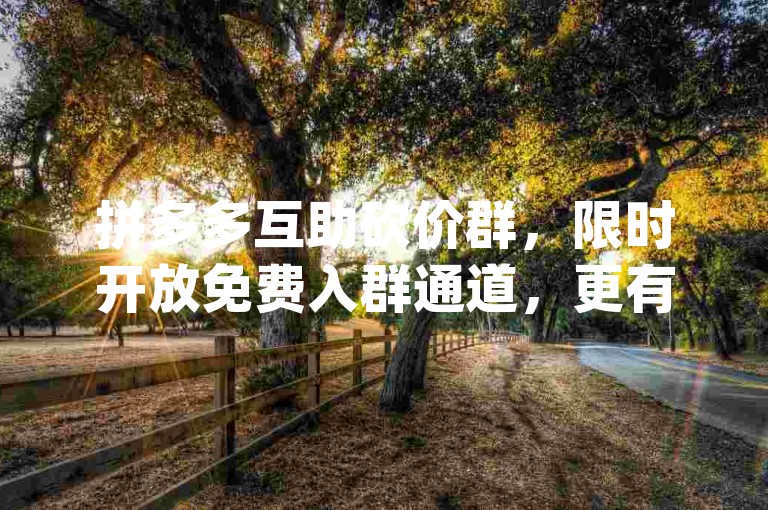 拼多多互助砍价群，限时开放免费入群通道，更有红包雨助力{pdd砍价}。